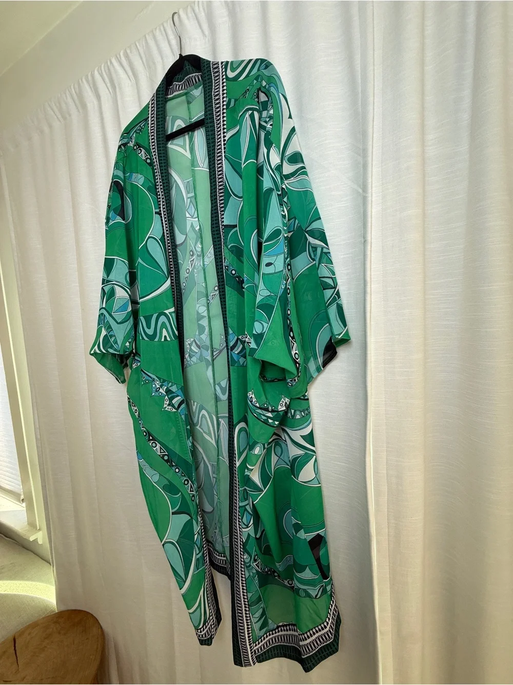 Green Abstract Print Kimono & Shorts Matching Set | Size S
